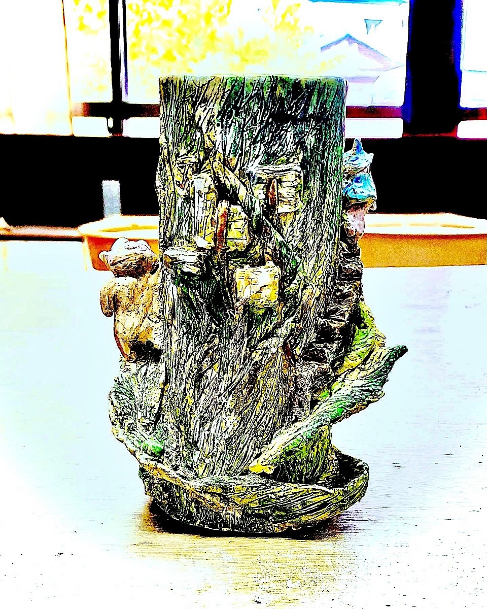 信道作『霧氷』陶器の置物　ちぎり　オブジェ 信道作『霧氷』陶器の置物 ちぎり オブジェ