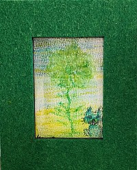 クレヨンで描く猫とお花